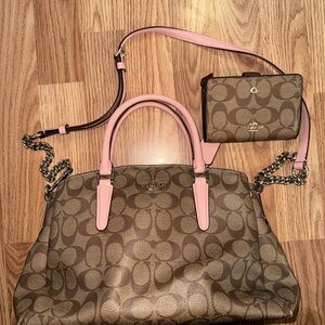 Coach Brown and Pink Satchel Set